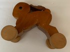 Wooden Pull Toy Rabbit With Leather Ears Made In France Vintage