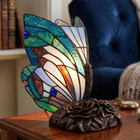9 Inch Tiffany Style Table Lamp With Stained Glass Butterfly Shade  Handcrafted