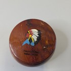 Wood Souvenir Trinket Box Native American Chief Anadarko Ok Usa Vintage