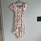 Art Class Walk Through Maxi Romper Girls Medium 8 Smocked Floral Cream Boho