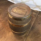 Vintage First National Bank Whiskey   Bourbon Barrel   Keg Coin Bank Missing Key