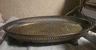 Vintage Silver Plate Footed Oval Serving Tray 