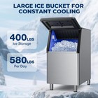 Commercial Ice Maker Machine 580lbs 24h  400lbs Storage Bin  Auto Self-cleaning