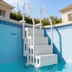 Outsunny Swimming Pool Ladder Adjustable 4-step  Cream White  White