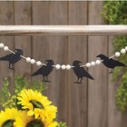 New Farmhouse Crow Garland Beaded 23  L Wood Black Cream Country Primitive Crows