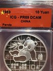 1989 - 1oz Panda Silver Coin - China S10y - Icg Pr69dcam Spots On Front Of Coin