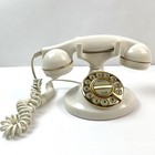 Vintage Style Corded Landline Telephone Retro Cream Gold Push Button Home Decor