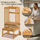 Toddler Learning Tower Adjustable Bamboo Step Stool Safety Rail Kitchen Kids