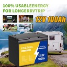 100ah 12v Lifepo4 Lithium Battery Built-in Bms Cycle Deep For Solar Rv Off-grid