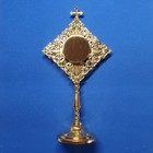 Brass Standing Reliquary Relic Holder For Catholic Church Supplies   with Stones   