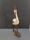Rare Vintage 6  Bimini German Hand-blown White Mercury Glass Crane W amber Legs