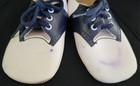Vintage Gerber Baby Saddle Shoes Size 3   5x2    White Navy Leather Lace Up