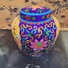 Chinese Old Porcelain Enamel Cloisonn    Flower And Bird Patterned Storage Jar