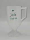 Vintage Irish Coffee White Milk Glass Mug Green Shamrock Footed Cup