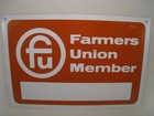 Vintage Fu  Farmers Union Member Metal Tin Sign 18  Long X 12  Wide