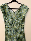 Lady Hathaway Green And Black Geometric V Neck Twist Front Retro Dress Sz 6 Euc