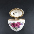 Vtg Heart Shaped Floral Rose Motif Hinged Porcelain Trinket Box W  Lid - 2000
