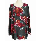 Quacker Factory 2x Floral Sweater Sequin Sparkle Boho Cottagcore Artsy Plus Size