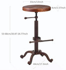 Industrial Retro Vintage Farm Wooden Tractor Swivel Adjustable Bar Stool Copper