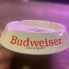 Budweiser Ceramic Ashtray Vintage Emblem 15cm White Collectible Used