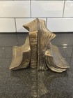 Vintage 1930   s Craftsman Brass Open Book Bookends 5in Art Deco