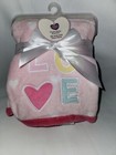 New Parents Choice Pink Love Heart Plush Baby Blanket Cuddly Yellow Teal White