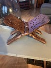 Vintage Teak Carved Wood Book Holder Folding Bible prayer cook Book Stand India