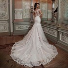 Elegant Wedding Dresses Mermaid Lace Slim-line O-neck    shortsleeves    bridal Gown