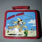 Vintage Disney Cowboy Mickey Mouse On Horse Mini Metal Lunchbox Collectible 