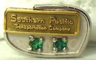 Southern Pacific Railroad Co  Employee Service Award Tie Pin Adverting Green