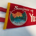 Vintage 1940s Yosemite National Park Half Dome Souvenir Felt Pennant Red 12 Inch