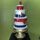 New Red White   Blue Stars   Stripes Patriotic 3 Tier Faux Cake On Gold Pedestal