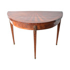 Antique French Louis Xvi-style Marquetry   Ormolu Flip-top Demilune Card Table