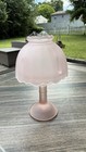 Vintage Pink Frosted Glass Fairy Lamp Tea Light Candle Holder