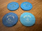 Lot Of 4 Vintage Silver City Casino Las Vegas Nevada  1 Obsolete Poker Chips Blu