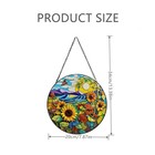 Sunflower Garden Stained Glass Window Hanging  Round Flowers For Kitchen Indo   