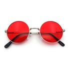 Summer Color Gradient Lens Circle Lens Round Hippie Sunglasses Silver Red
