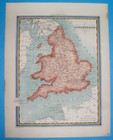 1848 Nice Original Map United Kingdom England Wales London Liverpool Cardiff