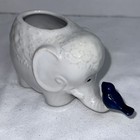 Vtg Enesco White Elephant W  Bluebird Korea Planter Or Container 2 5 X 4 5 