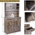 Wooden Double Tilt Out Trash Can Storage Cabinet Garbage Bin W  2 Drawers