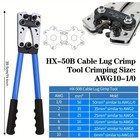 Battery Cable Lug Crimping Tool 10-1 Awg W 60pc Copper Ring Terminal Heavy Duty