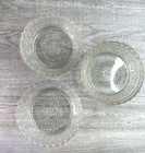 Vintage Lot Of 3 Patterned Heavy Clear Glass Dessert Fruit Bowls