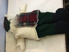 Woof   Poof 18  Santa Plush Plaid Vest Hat Button Christmas Holiday Unknown Year