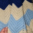 Afgan Blanket Ziz Zag  Chevron Approximately 78  Long X 40 1 2   Wide Blue cream