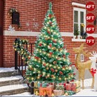 4 5 6 7ft Christmas Tree With Led Lights Pine Cone Red Berries Artificial Xmas