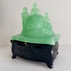 Vntg Uranium Jadeite Depression Glass Martha Washington Powder Dish Martinsville