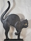 Vintage Cast Iron Black Cat Door Stop Marble Eye Silhouette