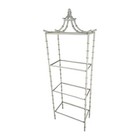 Vintage Iron Bamboo Pagoda Etagere Stand Shelf Glass Shelves Chinoiserie Mcm