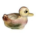 Vintage Glazed Luster Porcelain Pink Yellow Blue Green Big Eyed Duck Planter Mcm