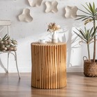 Retro Fashion Style Cylindrical Side Table With Vertical Texture Relief Design